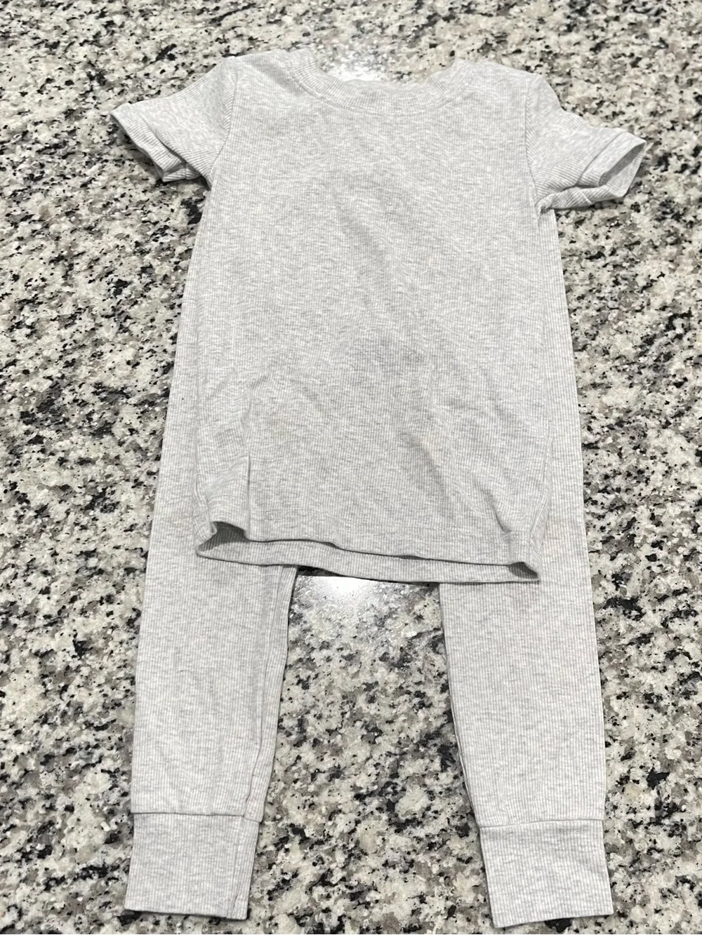 Old Navy Toddlers' Light Gray Ribbed Pajama Set - Short Sleeve Top & Pants